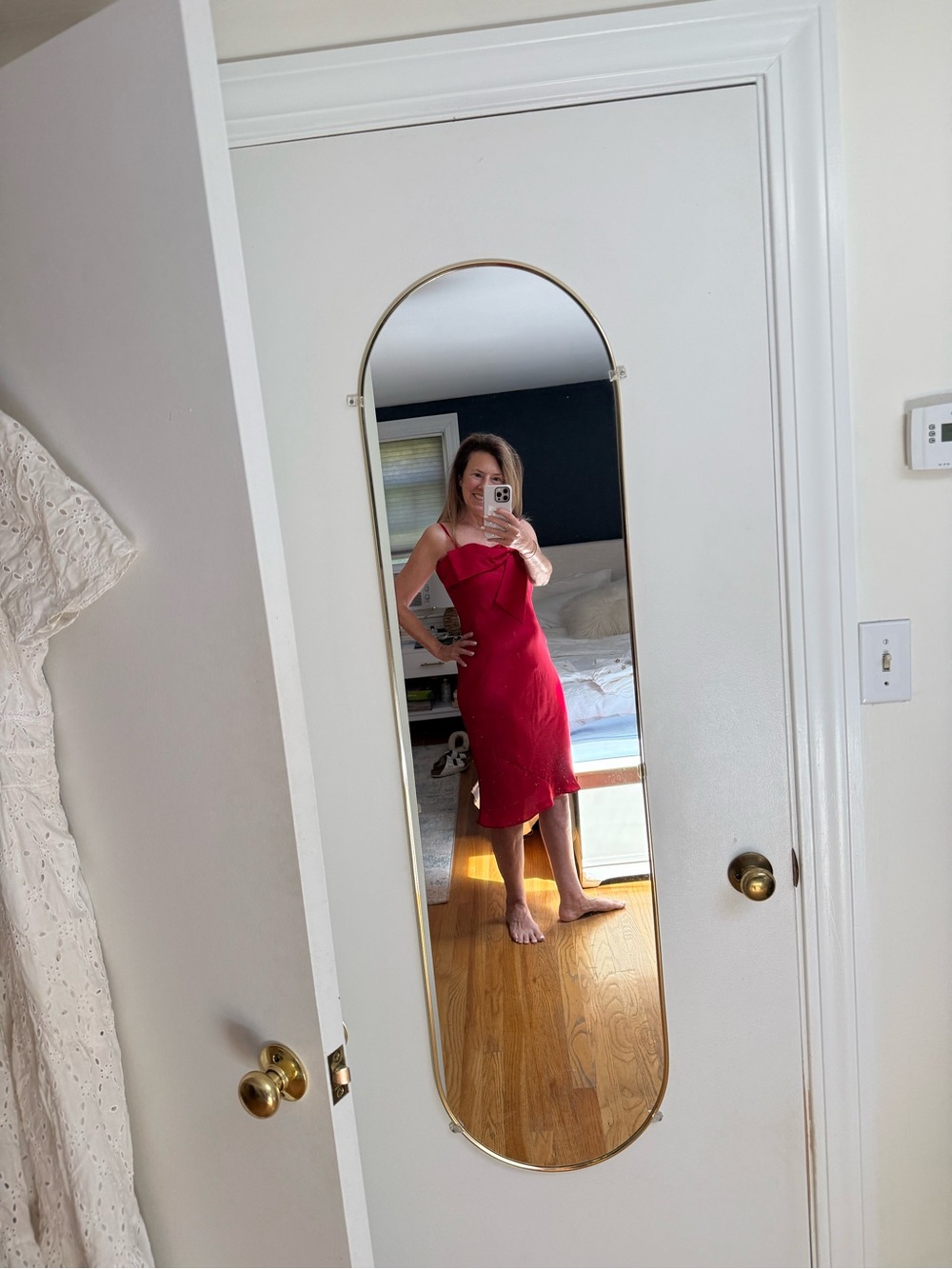 Anthropologie Red Midi Slip Dress